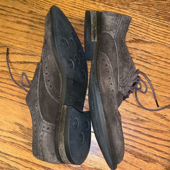 Donald J. Pliner Brown Suede Oxford Wingtip Shoes main image 4
